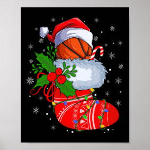 Poster Basket-ball drôle Dans Chaussettes de Noël Père No
