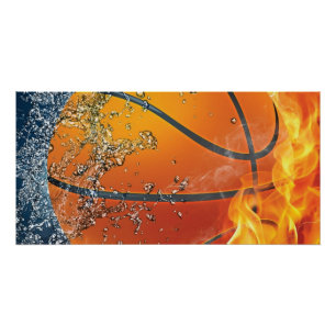 Poster Basket-ball enflammé