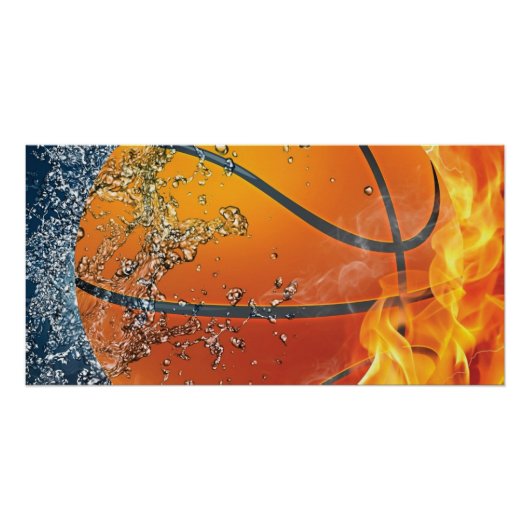 Poster Basket-ball enflammé (Devant)