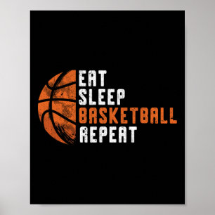 Poster Basket-ball entraîneur Manger Sleep Basket-ball Ré