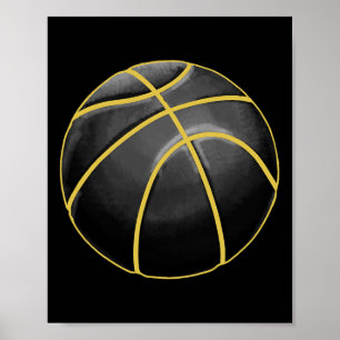 Poster Basket-ball Illustration Black Gold Ball Design St