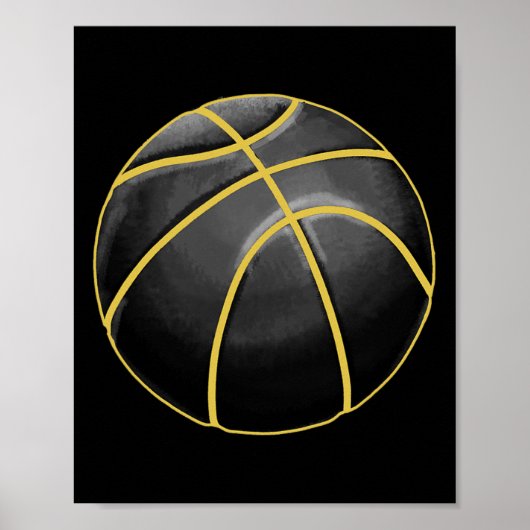 Poster Basket-ball Illustration Black Gold Ball Design St (Devant)
