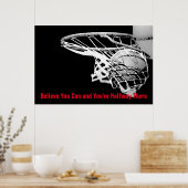 Poster Basket-ball Motivational Black White Red Arwork (Cuisine)