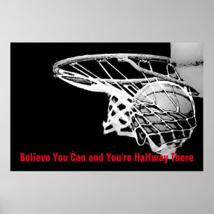 Poster Basket-ball Motivational Black White Red Arwork