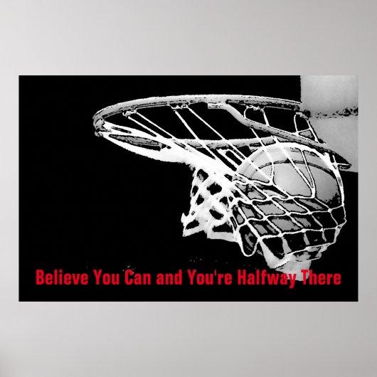 Poster Basket-ball Motivational Black White Red Arwork (Devant)