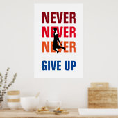 Poster Basket-ball n'abandonne jamais Red Yellow Print (Cuisine)