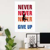 Poster Basket-ball n'abandonne jamais Red Yellow Print (Bureau à domicile)