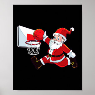 Poster Basket-ball Noël Père Noël Chelem Dunk Hommes Garç