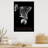 Poster Basket-ball noir blanc motivationnel (Cuisine)