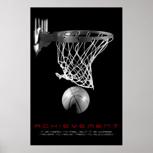 Poster Basket-ball noir blanc motivationnel