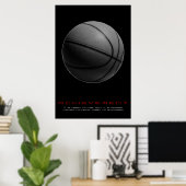 Poster Basket-ball noir blanc motivationnel (Bureau à domicile)