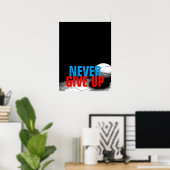 Poster Basket-ball noir blanc n'abandonne jamais le succè (Bureau à domicile)