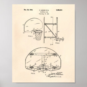 Poster Basket-ball Objectif 1944 Brevet Art Vieux Poivre
