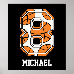 Poster Basket-ball personnalisé numéro 8