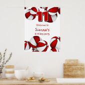 Poster basket blanc rouge fête d'anniversaire bienvenue (Cuisine)