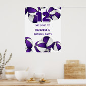Poster basket blanc violet bienvenue fête d'anniversaire (Cuisine)