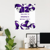 Poster basket blanc violet bienvenue fête d'anniversaire (Bureau à domicile)