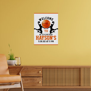 Poster Basket orange Boy 5E fête d'anniversaire