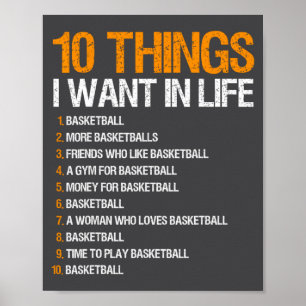 Poster Basketball 10 choses que je veux dans la vie pour