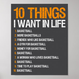 Poster Basketball 10 choses que je veux dans la vie pour