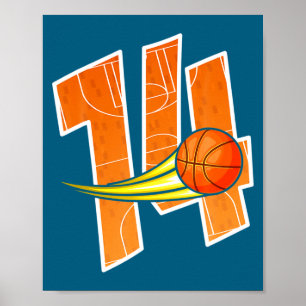 Poster Basketball 14e Anniversaire J'ai 14 Ans Enfants Ne