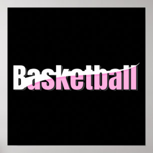 Poster Basketball Abstract Swish - Girly Word Art
