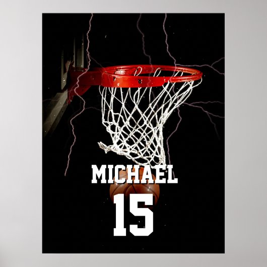 Poster Basketball Ajouter Votre Nom Et Votre Numéro (Devant)
