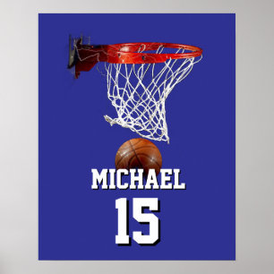 Poster Basketball Ajoutez Votre Nom & Numéro Pop Art