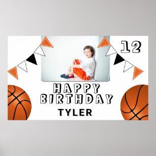 Poster Basketball Balls drapeaux Enfants Photo Anniversai