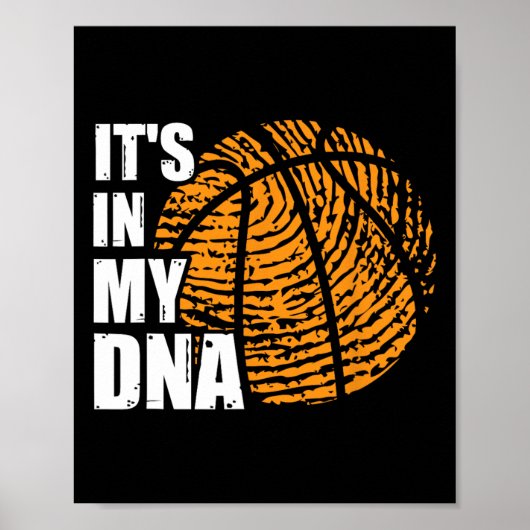 Poster Basketball C'est dans mon ADN empreintes digitales (Devant)