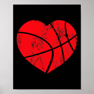 Poster Basketball Coeur Amour Valentines Jour Sport Joueu