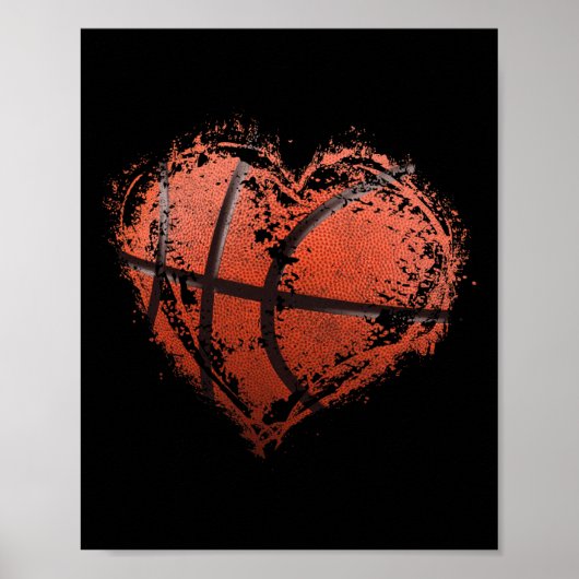 Poster Basketball Coeur Heureuse Sainte-Valentin Basketba (Devant)