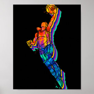 Poster Basketball coloré Dunk Sport Abstrait Art Tank