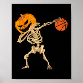 Poster Basketball Dabbing Skeleton Hommes garçons Hallowe (Devant)
