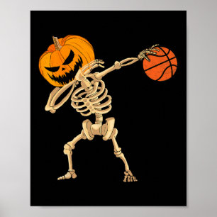 Poster Basketball Dabbing Skeleton Hommes garçons Hallowe