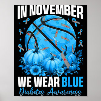 Poster basketball de sensibilisation au diabète bleu de n