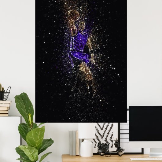 Poster Basketball dunk glitter (Bureau à domicile)