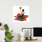 Poster basketball en fauteuil roulant (Bureau à domicile)