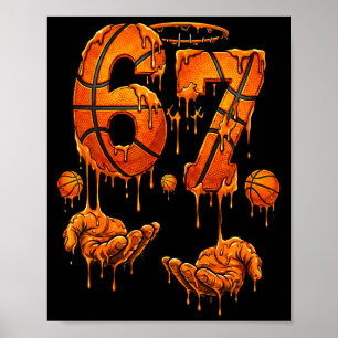 Poster Basketball enfants 67 six sept anniversaire drôle