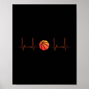 Poster Basketball Heartbeat Coach Player Sports Athlète