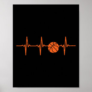 Poster Basketball Heartbeat Coach Player Team Baller Men
