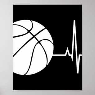 Poster Basketball Heartbeat Ekg Basketball Coach