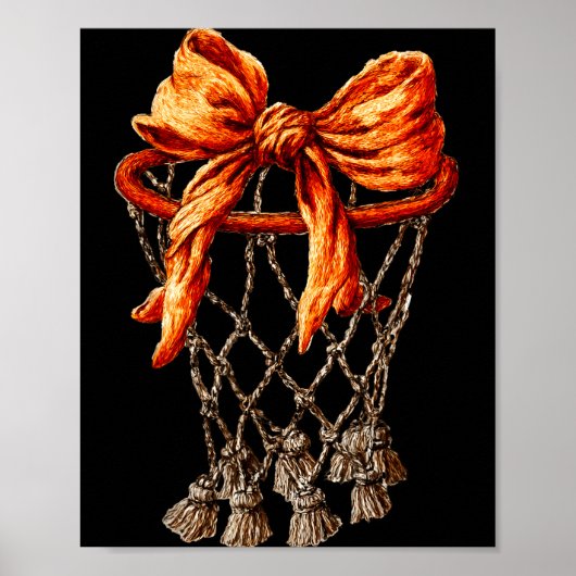 Poster Basketball Hoop Net Coquette Bow Basketball Player (Devant)