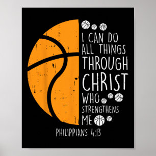 Poster Basketball je peux faire des choses Bible Verse Di