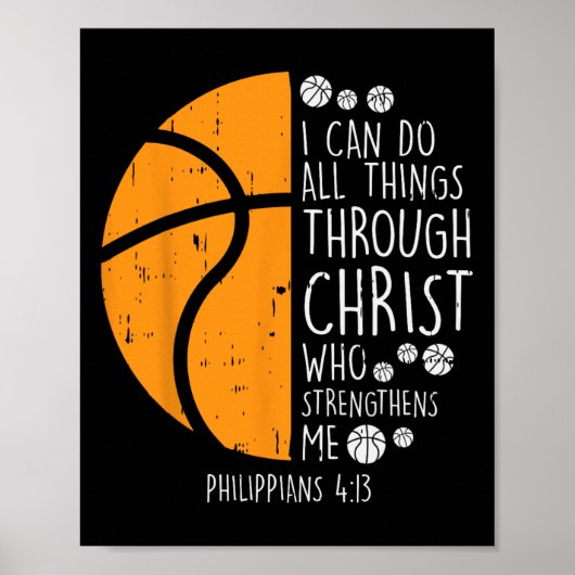 Poster Basketball je peux faire des choses Bible Verse Di (Devant)