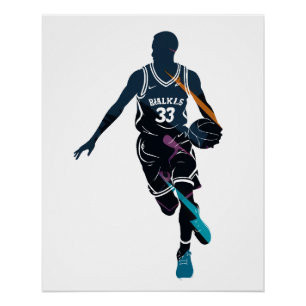Poster Basketball Jeu Sport Challenge Style Silhouette