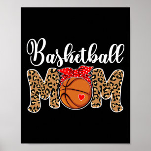 Poster Basketball Maman Leopard Messy Bun Jeu Jour Fun Mo
