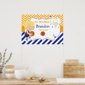 Poster Basketball mignonne Blonde Boy Anniversaire (Cuisine)