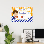 Poster Basketball mignonne Brunette Boy Anniversaire (Bureau à domicile)