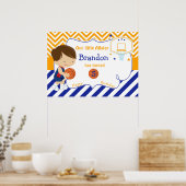 Poster Basketball mignonne Brunette Boy Anniversaire (Cuisine)